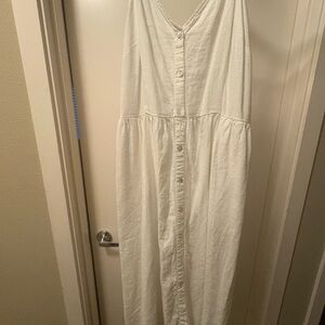 White Button-Down Maxi Dress